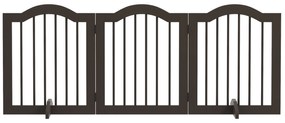 PawHut Barierka dla psów składana 3 panele drewno lite i MDF kolor kawa 1545x295x61 cm | Aosom PL