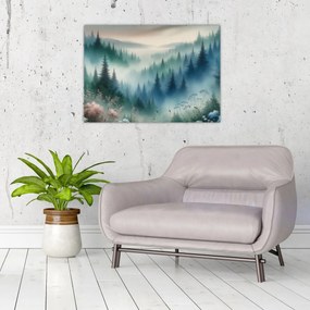 Obraz na szkle - Leśny krajObraz na szkle z mgłą (70x50 cm)