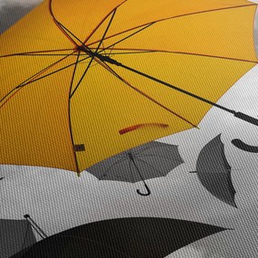 Obraz żółtego parasola (z zegarem) (90x30 cm)