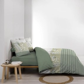 Biało-zielona bawełniana pościel dwuosobowa 240x220 cm Poetine – douceur d'intérieur