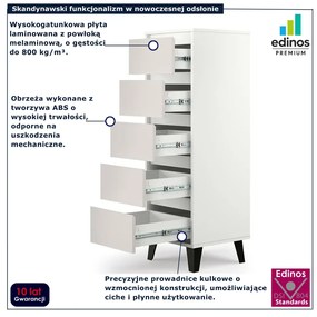 Komoda skandynawska z 5 szufladami biały + kaszmir B7-A91