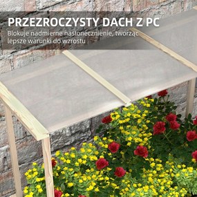 Outsunny Wysokie Łóżko Ogrodowe Drewniane z Tunel Foliowy Skrzynia na Rośliny 110x60x152cm Naturalne | Aosom PL
