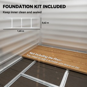 Outsunny Metalowy Schowek Ogrodowy, Stal Ocynkowana, Zamknięcie, Prosta Montaż, 142 x 184 x 165/181 cm, Szary