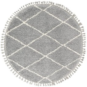 Dywan shaggy Blake romby jasny szary koło 195 cm x 195 cm