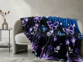 Koc z mikropluszu VIOLET BUTTERFLY ciemnoniebieski Rozmiar: 200 x 220 cm