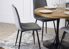 Elegancki stół Murray – nowoczesny okrągły stół o średnicy 100 cm na czarnej metalowej nodze z laminowanym blatem