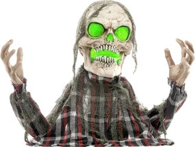 HOMCOM Dekoracja na Halloween Groundbreaker-Szkielet, giętkie ramiona, świecące oczy, upiorny wyc