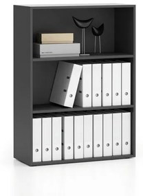 Regał biurowy niski SEGMENT, 2 półki, 840 x 350 x 1140 mm, grafit