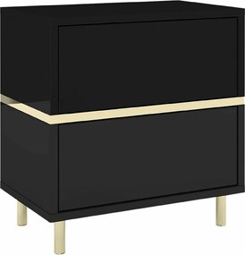 Czarna szafka nocna Dancan MARIKA ze złotymi dodatkami