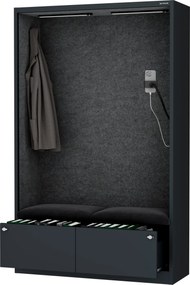 Kabina akustyczna SALLY MentalBox 1150 mm – antracytowy korpus, ciemnoszare siedzisko