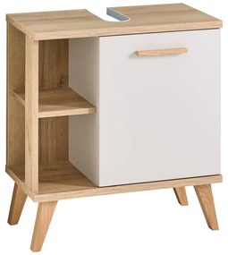 Kremowa szafka pod umywalkę w dekorze dębu 60,5x65 cm Quickset 966 – Pelipal