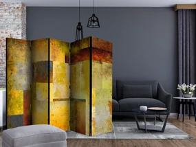 Parawan dwustronny Abstrakcje 225x172 cm 5-częściowy żółty ARTGEIST B