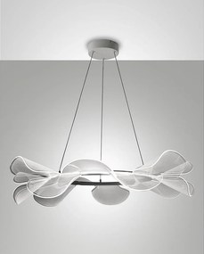 Lampa wisząca LED Sylvie 40 W, 5500 lm, 3000 K, biała, metalowa i metakrylanowa, ściemnialna, średnica 72 cm