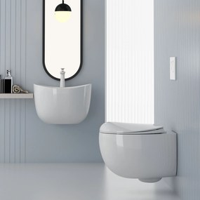 Miska WC wisząca bezkołnierzowa biała EGANI White z deską wolnoopadającą typu Slim