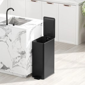 HOMCOM Kosz na Śmieci 20L, Pokrywka Soft-Close, Miejsce na Dezodorant, Odporna na Odciski Palców Stal Nierdzewna, Czarny | Aosom PL