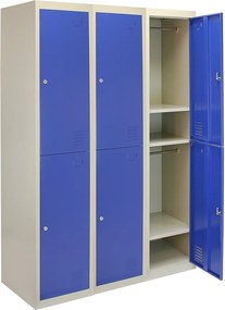 3 x metalowe szafki do przechowywania – dwoje drzwi, niebieskie – w płaskim opakowaniu