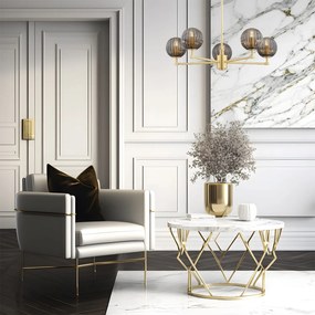Ekskluzywny żyrandol Paloma 5 w kolorze złotym – styl Glamour i Art Deco, klosze dymione