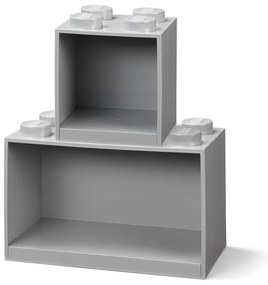 Zestaw 2 dziecięcych szarych półek ściennych LEGO® Brick
