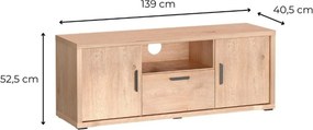Szafka RTV stojąca BRESSO 139 cm do Salonu pod Telewizor z 1 Szufladą - Dąb