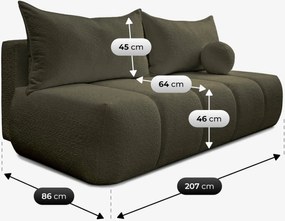 Sofa z Funkcją Spania SARIA Oliwkowa Boucle Nowoczesna
