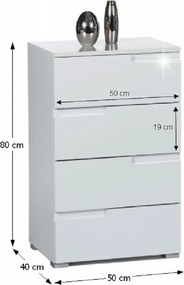 Komoda SPICE, błyszcząca biel