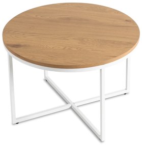 Stolik Kawowy HANTEL 70 cm Dąb Złoty/Biały Skandynawski