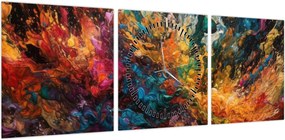 Obraz - Abstrakcja kolorów II. (z zegarem) (90x30 cm)