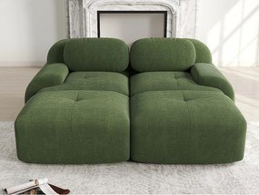 2-osobowa sofa bez stelaża - Modułowa i dowolnie konfigurowalna - Z szezlongiem - Tkanina o wysokiej elastyczności - Sztruks - Zielony
