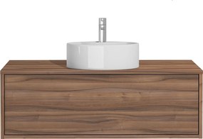 Szafka łazienkowa wisząca  naturalna ciemna z okrągłą umywalką - 94 cm - TEANA II