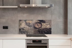 Szklany Panel Kompas na Starym Pergaminie