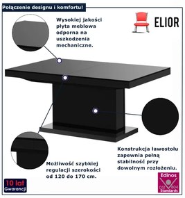 Prostokątny czarny rozkładany ławostół - L2-C80