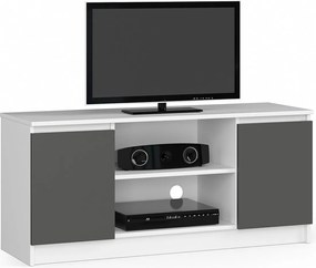 Szafka RTV AKORD Biała 120 cm 2 drzwi kolor Grafit Szary mat 2 półki 120x40x55 cm