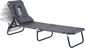 Outsunny Leżak do Opalania z Okienkiem do Czytania Otwór na Twarz Funkcjonalny Szary | Aosom PL