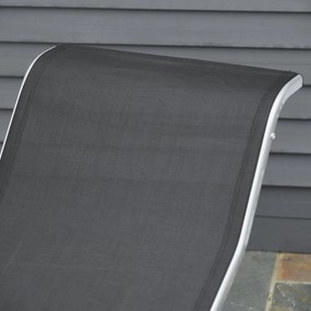 Ekskluzywny Zestaw Leżaków Ogrodowych Outsunny z Stolikiem Bocznym, Czarny+Srebrny