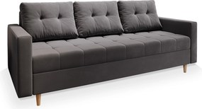 Masseno Sofa MILO z funkcją spania i pojemnikiem na pościel, Rozkładana sofa - Szary, PAROS 06
