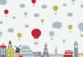 Fototapeta - Lot nad miastem (196x136 cm)