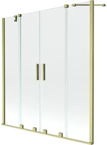 Mexen Velar Duo parawan nawannowy 2-skrzydłowy rozsuwany 140 x 150 cm, transparent, złoty szczotkowany - 896-140-000-02-55