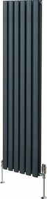 Grzejnik kolumnowy owalny z zaworami – 1600 mm x 360 mm – antracytowo-szary