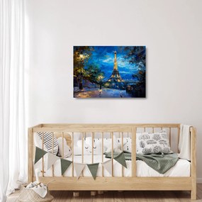 Obraz na szkle - Obraz olejny przedstawiający wieżę Eiffla (70x50 cm)
