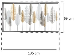 Ozdoba ścienna z motywem liści DECO, 134 x 68 cm