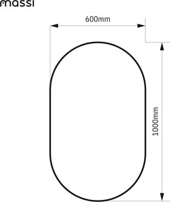 Lustro owalne podświetlane symetryczne bezramowe PLATAN LED | Różne rozmiary | Różne kolory szkła : Kolor tafli szkła - Grafit, Rozmiar - 60 x 100 cm