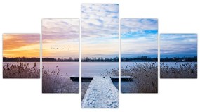 Obraz - Zamarznięte jezioro, Ełk, Mazury, Polska (125x70 cm)