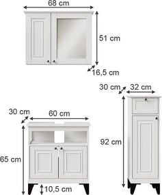 Zestaw mebli łazienkowych biały 60x30x65 vanity