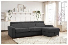 Ciemnoszary sztruksowy rozkładany narożnik (strona zmienna) Monaco – Bobochic Paris