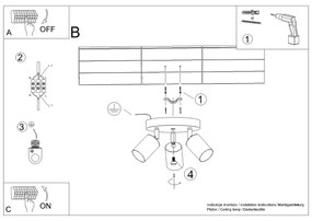 Plafon WINX 3P czarny/złoty SOLLUX  LIGHTING