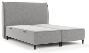 Jasnoszare tapicerowane łóżko dwuosobowe ze schowkiem 160x200 cm Draco – Maison de Rêve