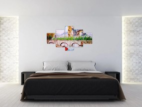 Obraz - Obraz olejny przedstawiający miasto (125x70 cm)