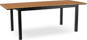 Zestaw Mebli Ogrodowych Stół ARGOS 160-260 cm Dąb/Czarny i 8x Fotel FRESNO Czarny Technorattan Nowoczesny