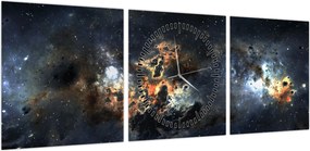 Obraz - Wszechświat z mgławicą (z zegarem) (90x30 cm)