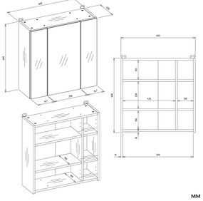 Biała trzydrzwiowa lustrzana szafka łazienkowa 60cm  R5-L21